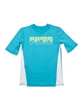 Puma Boys Graphic Short Sleeve Rash Guard Swim Shirt Top Size Small